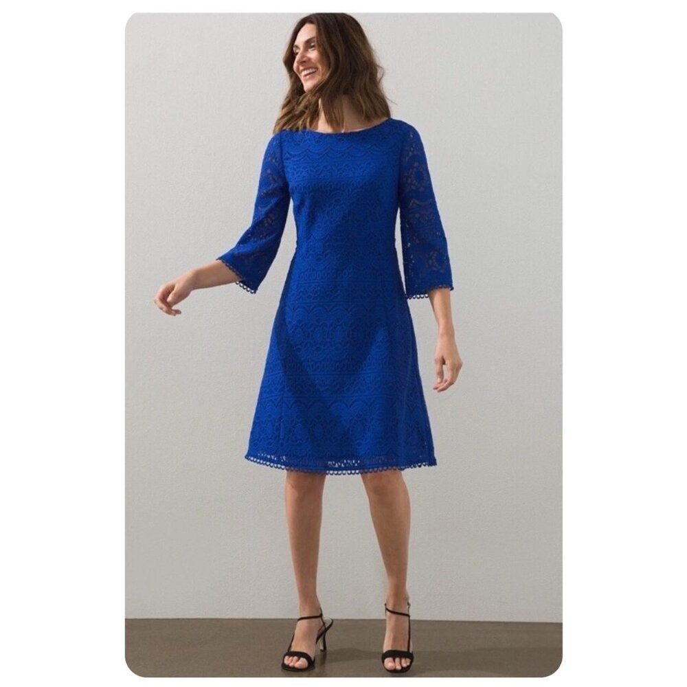 NWT Chico’s Rich Cobalt Blue Lace Fit & Flare Dress